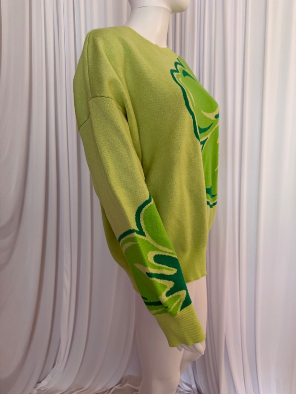 Jaclyn Smith Cactus Green Floral Jacquard Sweater Size XL NWOT - Picture 4 of 16